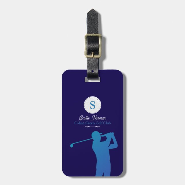 Blue Golfer med Golf Klubb Elegant Bagagebricka (Vertikal Framsida)