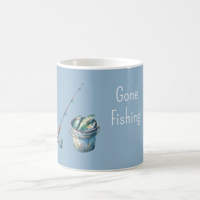 Blue Gone Fishing Bucket Kaffemugg (Center)