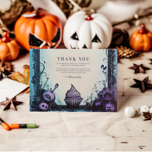 Blue Gothic Spooky EN Birthday Tack Kort