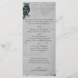 Blue Gothic Uggla Posh Bröllop Menu Meny