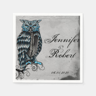Blue Gothic Uggla Posh Bröllop Napkin Pappersservett