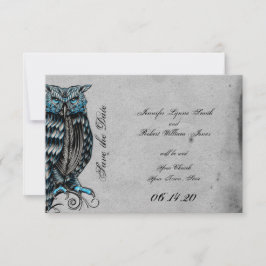 Blue Gothic Uggla Posh Bröllop spara datum Datumet