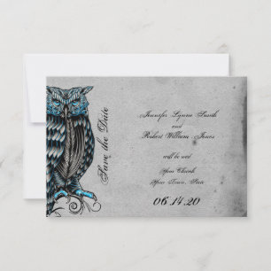 Blue Gothic Uggla Posh Bröllop spara datum Datumet