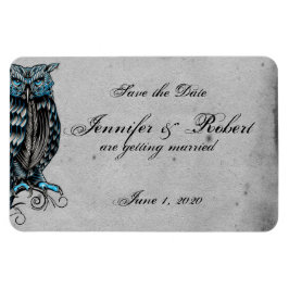 Blue Gothic Uggla Posh Bröllop spara datum Magnet
