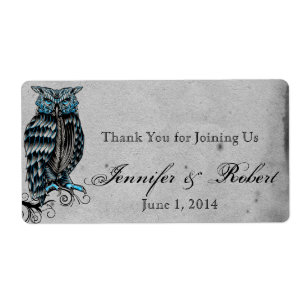 Blue Gothic Uggla Posh Vattenflaska-etikett Fraktsedel