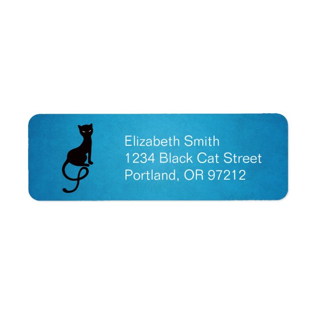 Blue Gracious Evil Black Cat Returadress Etikett (Framsidan)