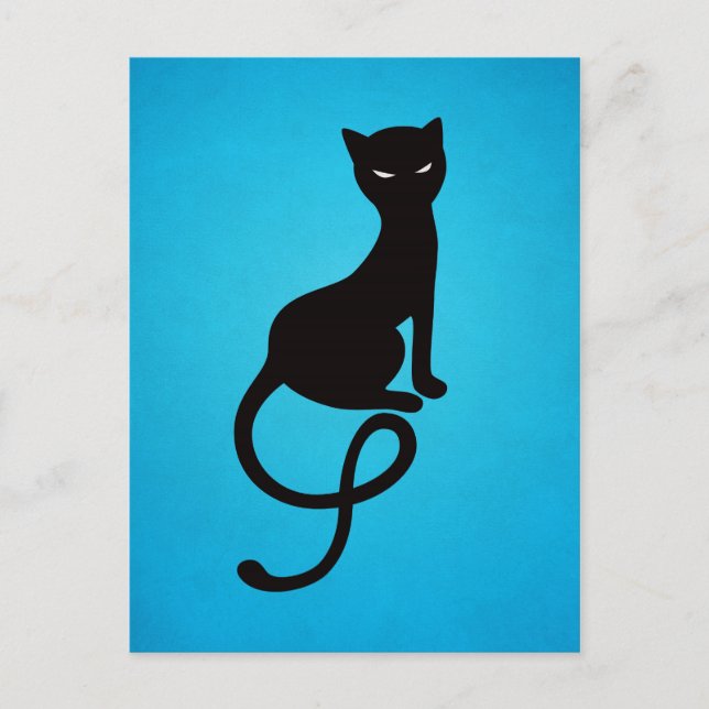 Blue Gracious Evil Black Cat Vykort (Framsida)