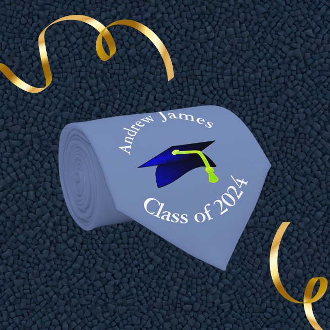 Blue grad cap - klass 2024 - ditt namn slips (Skapare uppladdad)