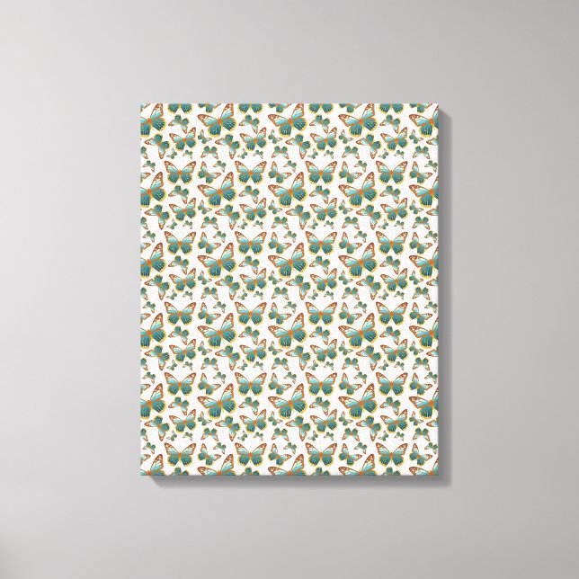 Blue Gradient Butterfly Mönster Canvastryck (Framsida)