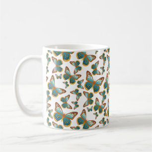 Blue Gradient Butterfly Mönster Kaffemugg