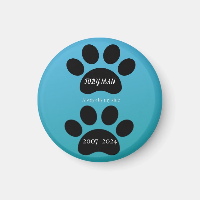 Blue Gradient Double Paw Print Remembrance Magnet (Framsidan)