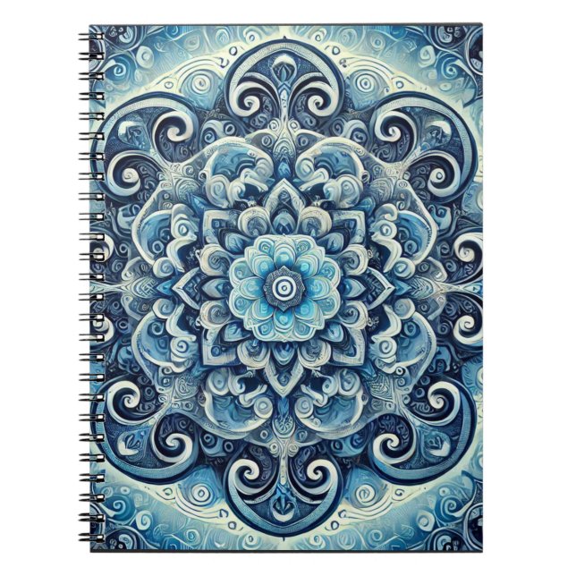 Blue Gradient Mandala Design 2 Anteckningsbok (Framsidan)