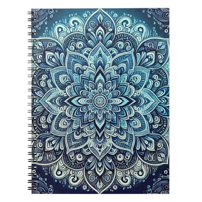 Blue Gradient Mandala Design Anteckningsbok (Framsidan)