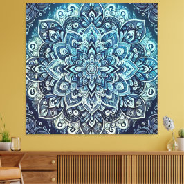 Blue Gradient Mandala Design Canvastryck