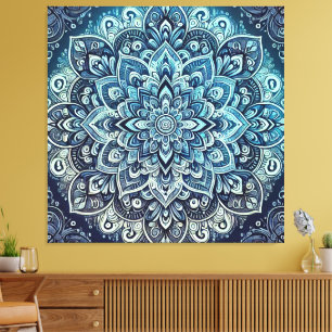 Blue Gradient Mandala Design Canvastryck
