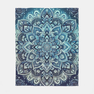 Blue Gradient Mandala Design Fleecefilt