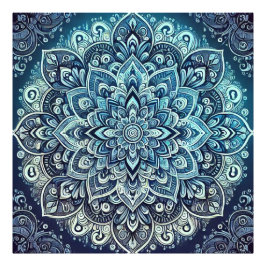 Blue Gradient Mandala Design Fototryck