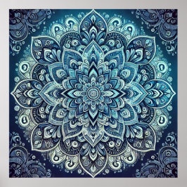 Blue Gradient Mandala Design Poster