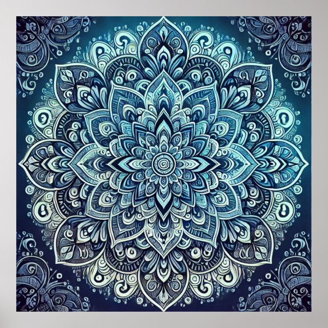 Blue Gradient Mandala Design Poster (Framsidan)