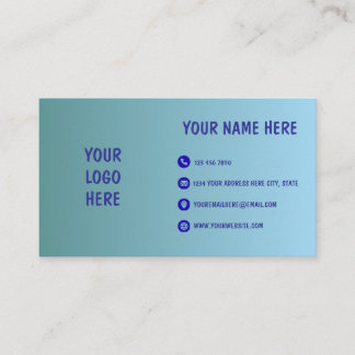 Blue Gradient Minimal Logo Business Card Visitkort