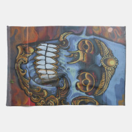 Blue Graffiti Skull Kökshandduk