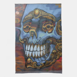 Blue Graffiti Skull Kökshandduk