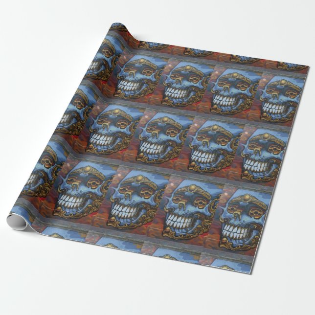 Blue Graffiti Skull Presentpapper (Utrullad)