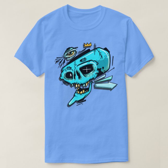 Blue Graffiti Skull T Shirt (Design framsida)