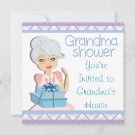 Blue Grandma Baby Shower Inbjudningar