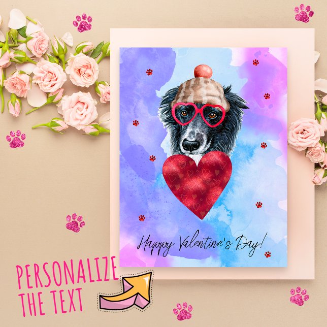 Blue Gräns Collie Valentine Day Gift Hund Helg Vykort (Skapare uppladdad)