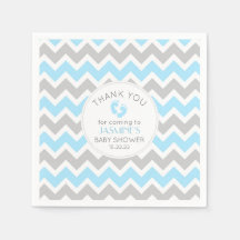 Blue Grått Baby Shower Decor, modern chevron
