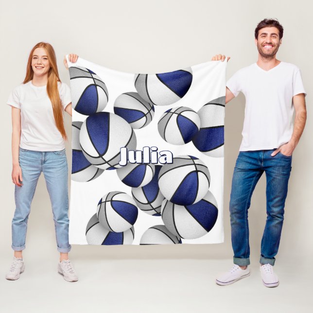 Blue grått basketball Team färg sport decor Fleecefilt (På plats)