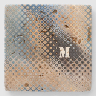 Blue Grått Beige Glass Dot Mönster Stone Underlägg Sten