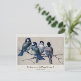 Blue Grått Birds on a Gren av Hector Giacomelli Vykort