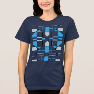 Blue Grått Black Geometric Southwest MCM-inspirera T Shirt
