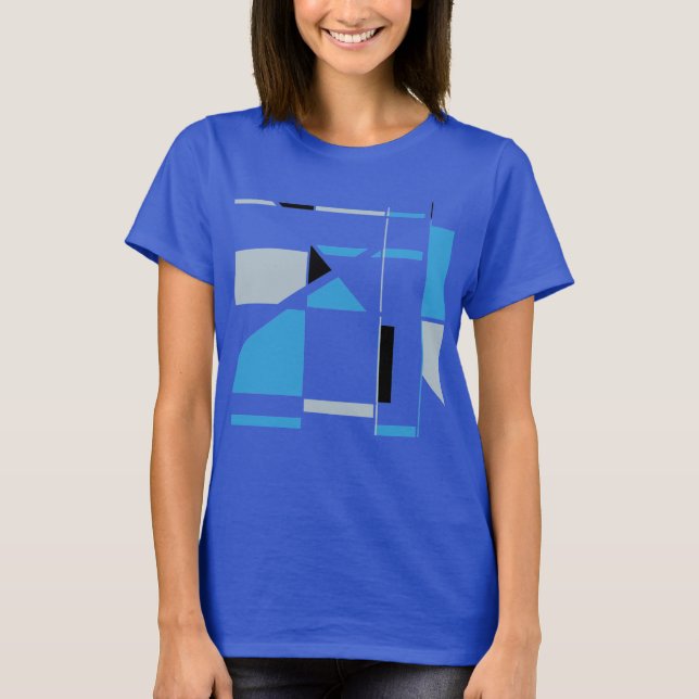 Blue Grått Black MCM-inspirerad geometrisk Abstrak T Shirt (Framsida)