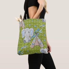 BLUE & GRÅTT BOHO BABY ELEPHANT & DREAMCATCHER TYGKASSE