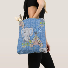 BLUE & GRÅTT BOHO BABY ELEPHANT & DREAMCATCHER TYGKASSE