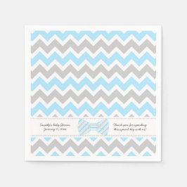Blue Grått bow Shower Add DITT WORD Pappersservett