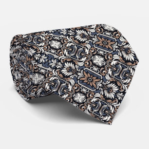 Blue-Grått, Brown, Buff, Black & White Mönster Slips