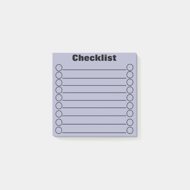 Blue Grått Checklist Post-it® Notes 3" x 3" Post-it Block (Framsida)