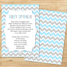 Blue Grått Chevron Boy Baby Sprinkle
