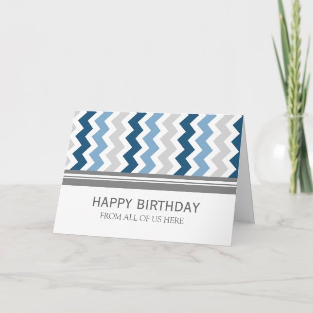 Blue Grått Chevron Business från Group Birthday Kort (Framsida)
