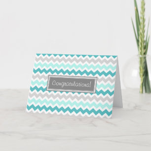 Blue Grått Chevron Grattisar Nyfödd bebis Boy Boy Kort