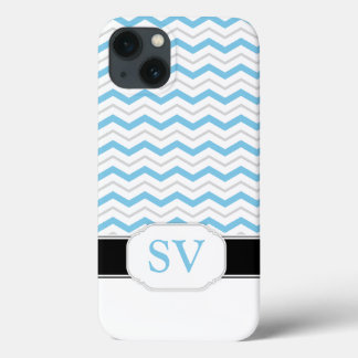Blue & Grått Chevron Monogram iPad 2/3/4 Fodral