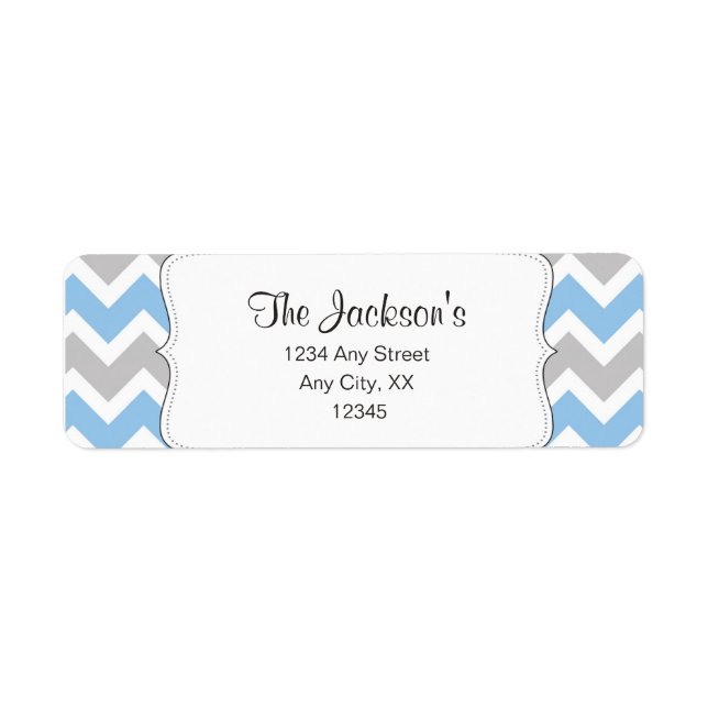 Blue Grått Chevron-returadress eller duschtjänst Returadress Etikett (Framsidan)