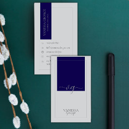 Blue Grått Elegant Cute Modern Monogram-Anpassning Visitkort