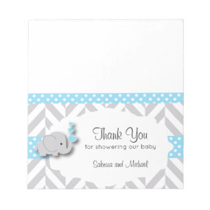 Blue & Grått Elephant Baby Shower Candy Toppers Anteckningsblock