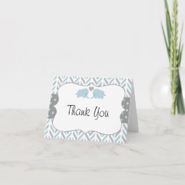 Blue Grått Elephant Baby Shower - tack för ditt ko Kort