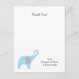 Blue Grått Elephant Baby Shower Tackkort Anteckningskort